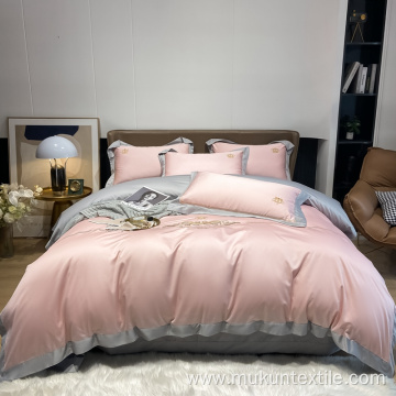 Luxury bedsheet bedding set 100 cotton hotel embroidered